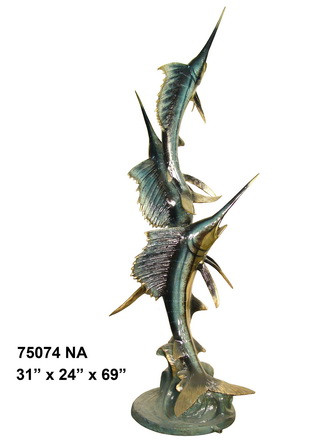 Three Sword Fish in Special Patina