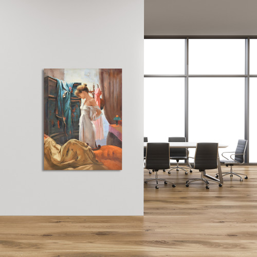 Woman Dressing Gallery Wrap Close Up Image