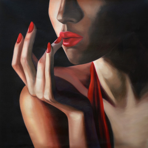 Woman Touching Lips Gallery Wrap