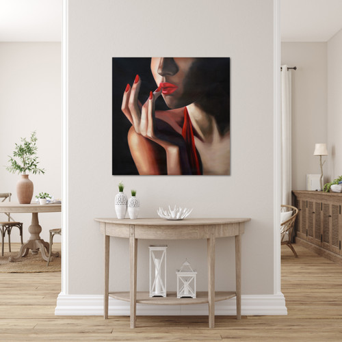 Woman Touching Lips Gallery Wrap Room Scene