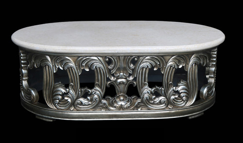 Platine Oval Crema Marble Top Coffee Table