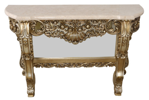 Platine Petticoat Crema Marble Top Console Table Close Up Image