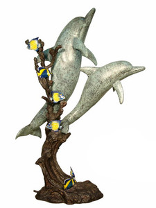 Two Dolphins in  Special Patina