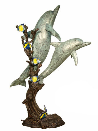 Two Dolphins in  Special Patina