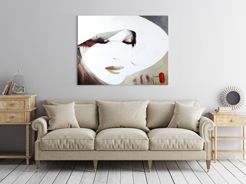 Demure Hat Lady Gallery Wrap Room Scene