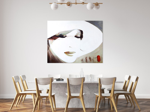 Demure Hat Lady Gallery Wrap Close Up Image