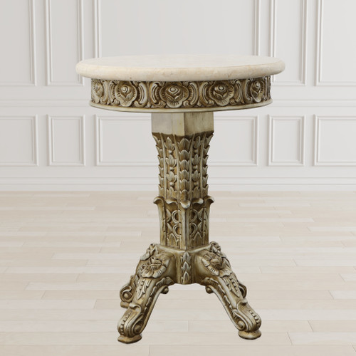 Platine Arabesque Marble Top Accent Table Room Scene