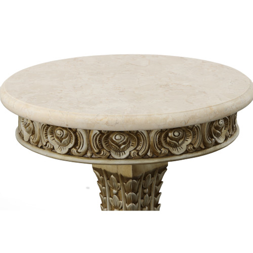 Platine Arabesque Marble Top Accent Table Close Up Image