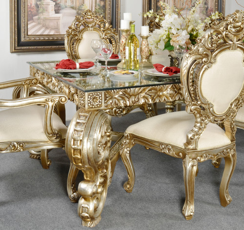 Platine Rococo Dining Table Set of 9 Room Scene