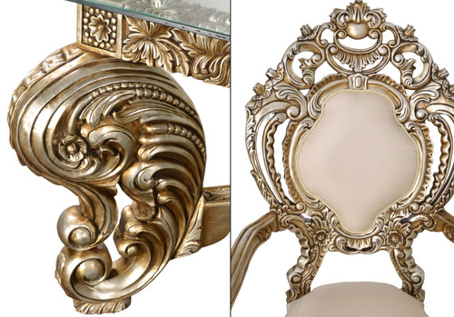 Platine Rococo Dining Table Set of 9 Close Up Image