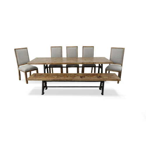 Mango Industrial Dining Table Set of 7 (KIT)