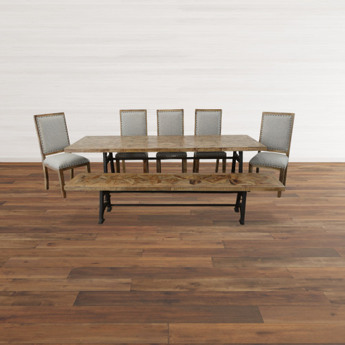 Mango Industrial Dining Table Set of 7 (KIT) Room Scene