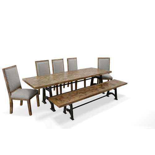 Mango Industrial Dining Table Set of 7 (KIT) Close Up Image