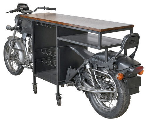 Mountain Blacksmith Authentic Motorcycle Bar Counter Vintage 80 Inches Close Up Image
