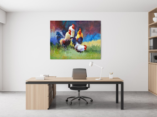 Designer Rooster Gallery Wrap Close Up Image