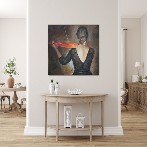 Violin Lady Gallery Wrap 115 Room Scene