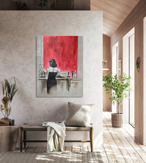 Red Bar Woman Gallery Wrap Room Scene