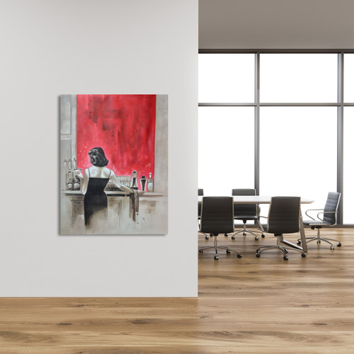 Red Bar Woman Gallery Wrap Close Up Image