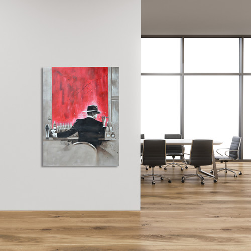 Red Bar Man Gallery Wrap Room Scene