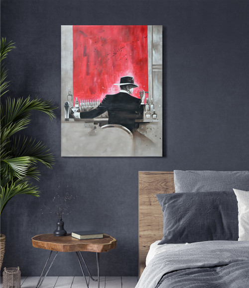 Red Bar Man Gallery Wrap Close Up Image