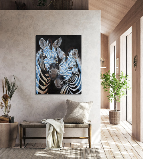 Zebra Blue Gallery Wrap Room Scene