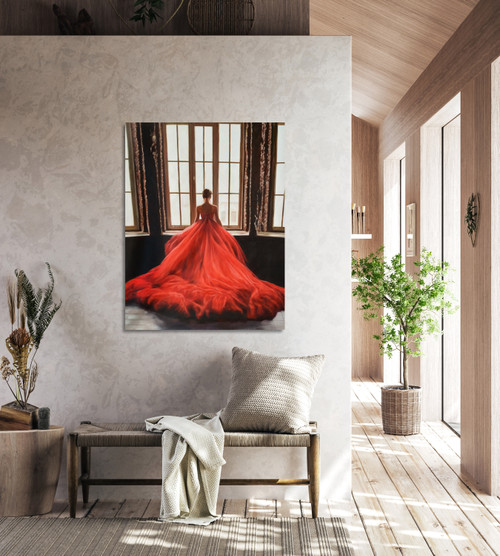 Red Dress in Window Gallery Wrap Room Scene