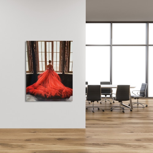 Red Dress in Window Gallery Wrap Close Up Image