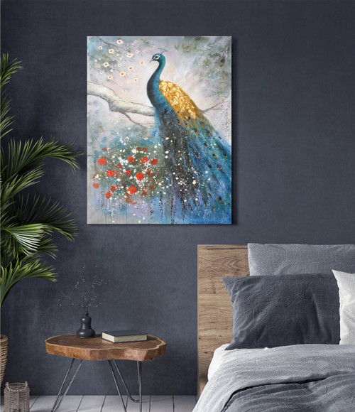 Peacock with Accents Gallery Wrap Close Up Image