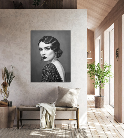 Lady Portrait Bw Room Scene