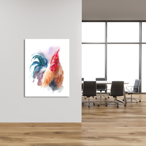 Rooster Watercolor Close Up Image