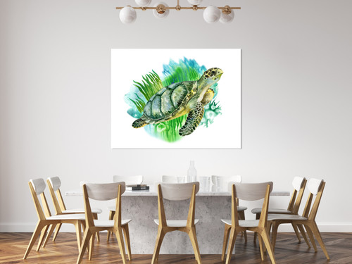 Turtle Watercolor Close Up Image