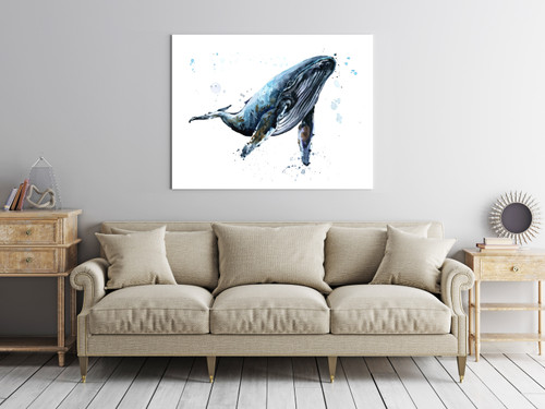 Whale Watercolor Room Scene