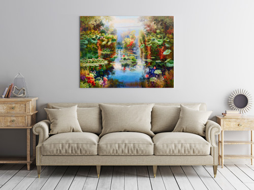 Enchanting Pond Diptych Room Scene