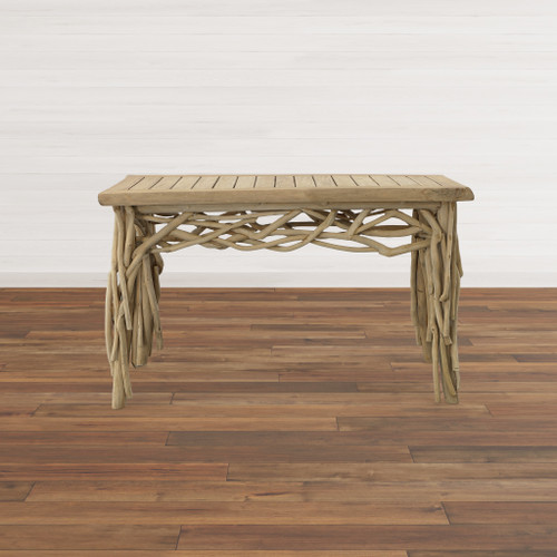 Natural Teak Branch Grizzly Adams Console Table 56 Inches Room Scene