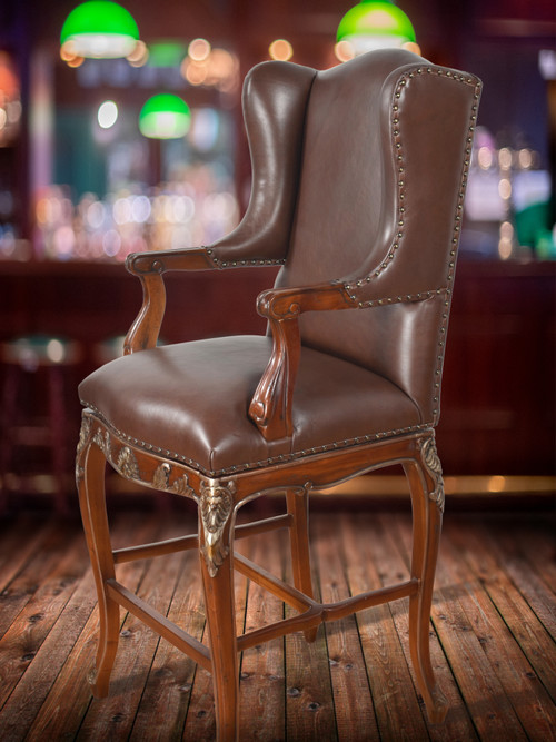 The Deluxe Leather Swivel Bar Stool Room Scene