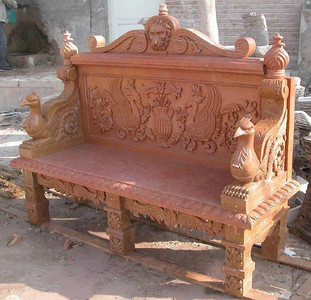 Fancy Carved Marble Bench