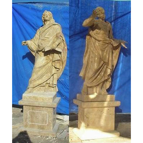 Pair of Magnifcent Sienna Marble Statues