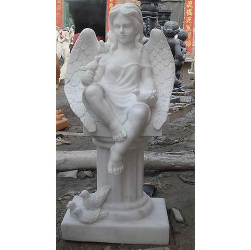 White Marble Angel Sitting