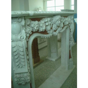 Ornate Red Inset Marble Mantel