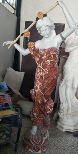 Pair of Red Lady Statues Left and Right T7111