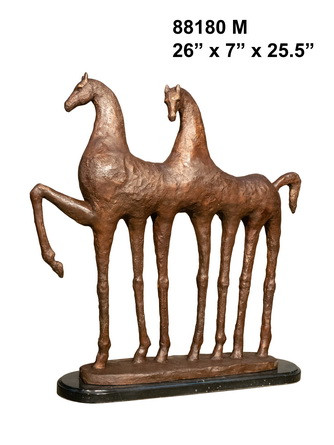 Two Modern Horse And Marble Base
