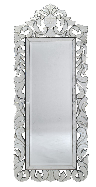Finest Venetian Style Cheval Mirror 70.62" Tall W Stand Close Up Image