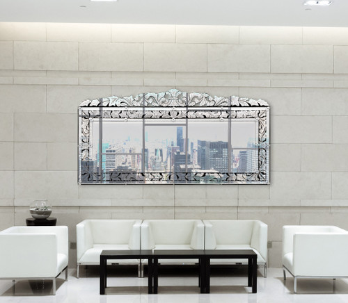 Monumental Venetian Grand Mirror 78.74 " Wide Room Scene