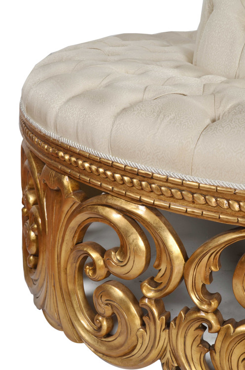 Gold Rococo Circular Cream Settee Close Up Image