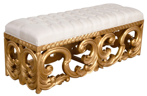 Gold Rococo Three Seat Bench