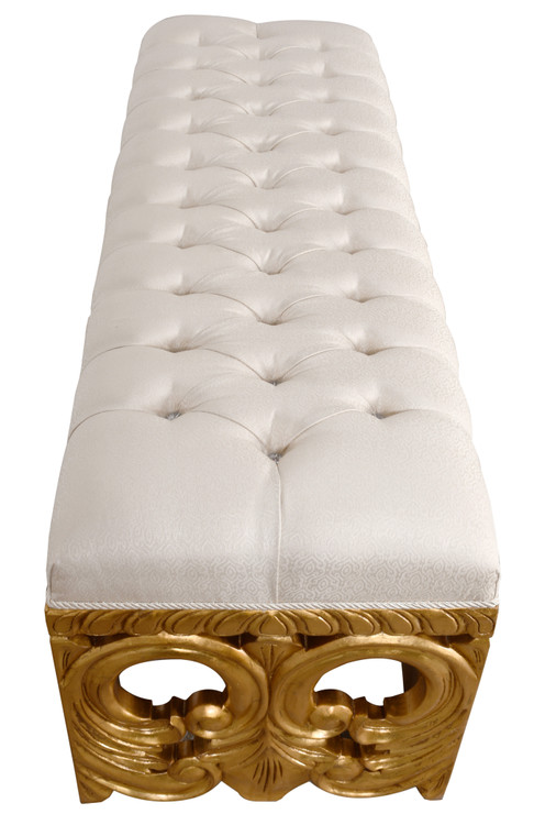 Gold Rococo Three Seat Bench Close Up Image