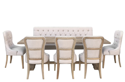 Inverness Farmhouse Bench Dining Table Set of 7 (KIT) Room Scene