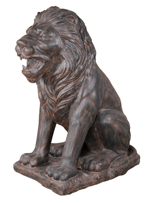 Sitting Lion 51" Tall in Black Earthy Finishing