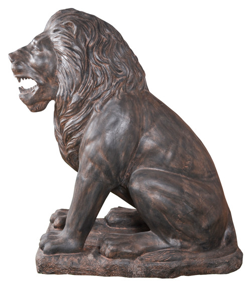 Sitting Lion 51" Tall in Black Earthy Finishing Close Up Image