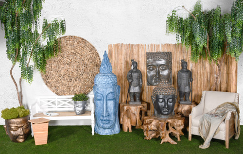Long Buddha Head Blue Wash Finish Room Scene